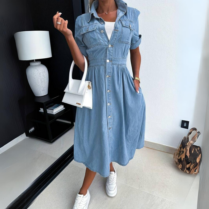 Sienna - Chic denim midi dress