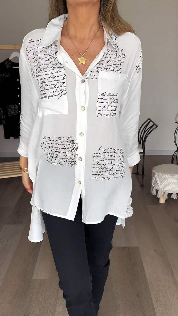 Lyra - Letter print fashion lapel shirt