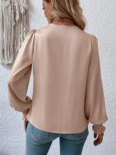 Ariana - V-Neck Elegant Plain Blouse with Balloon Sleeves