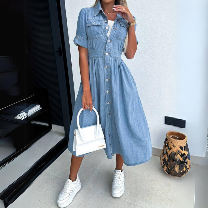 Sienna - Chic denim midi dress