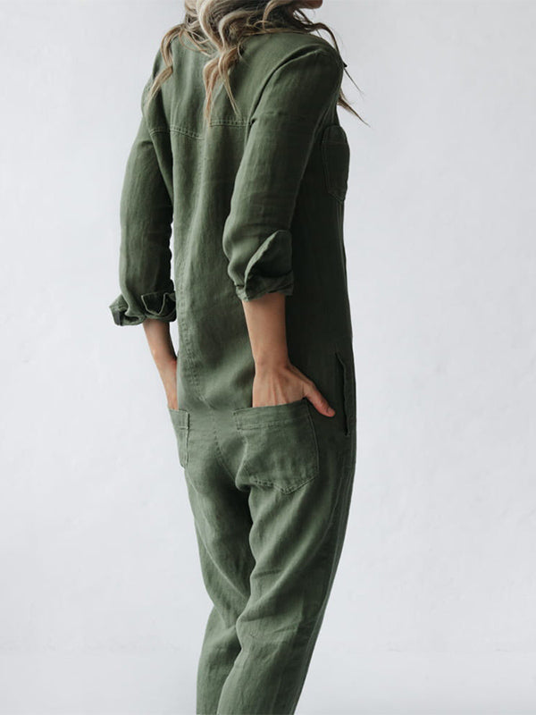 Nora | Buttoned Casual Long-Sleeved Jumpsuit