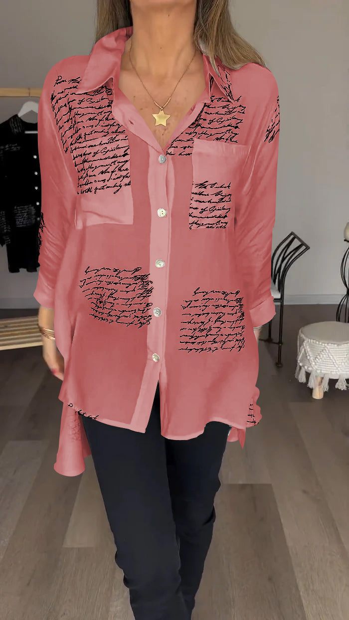 Lyra - Letter print fashion lapel shirt