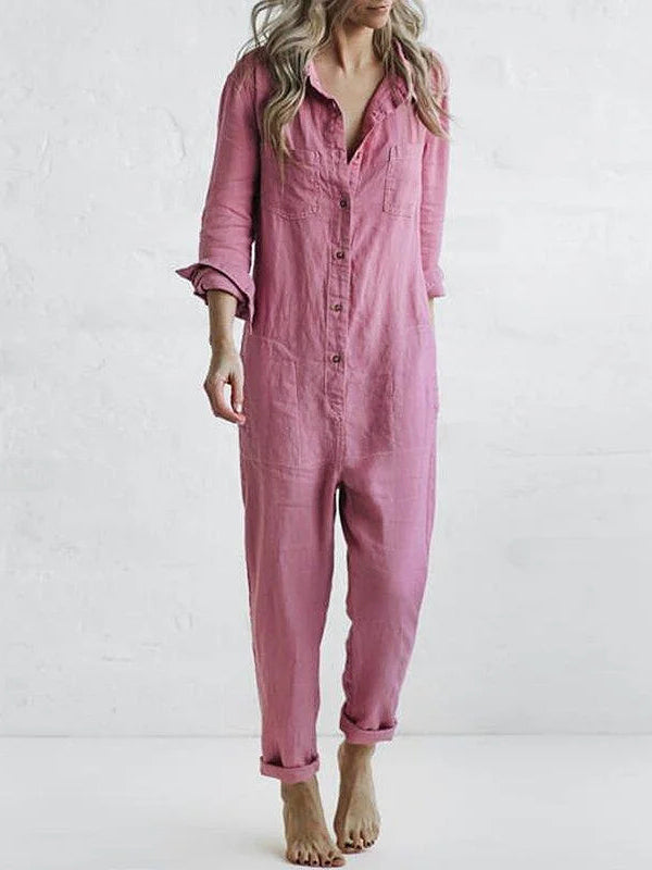 Nora | Buttoned Casual Long-Sleeved Jumpsuit