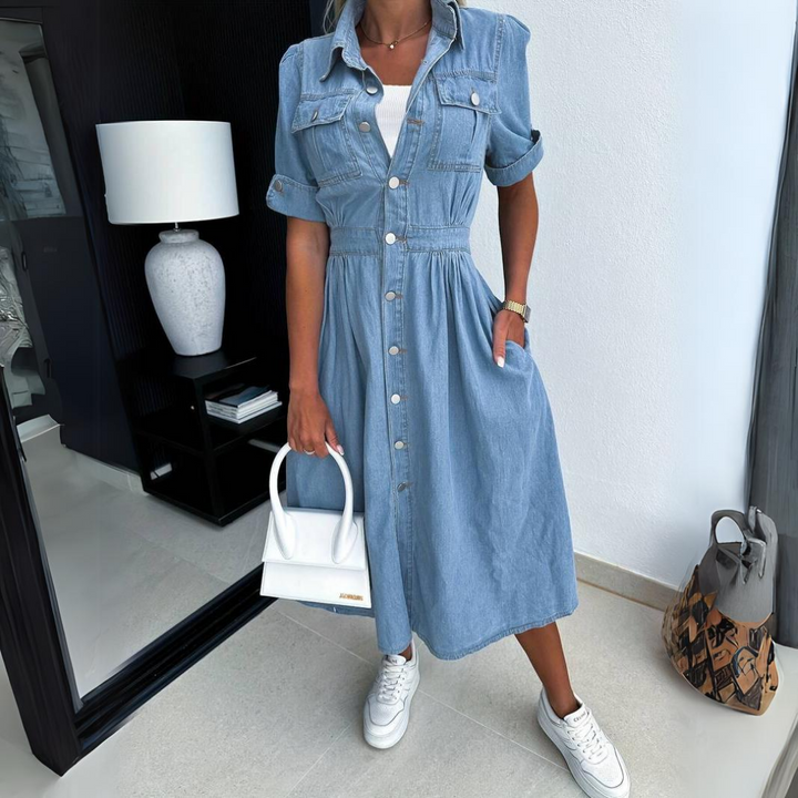 Sienna - Chic denim midi dress