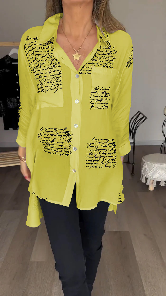 Lyra - Letter print fashion lapel shirt