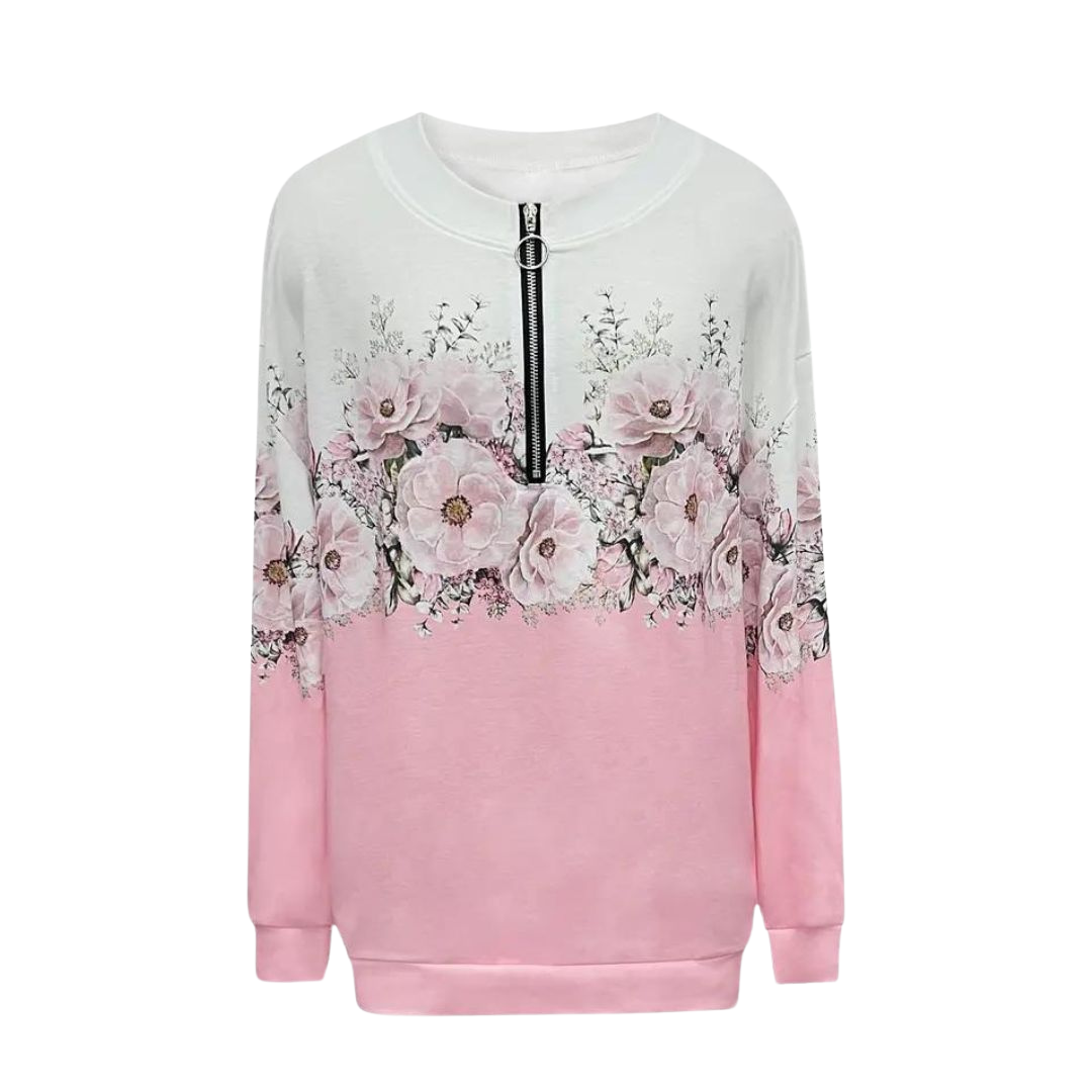 Caitlin | Chic Sweatshirt With Pink Floral Print