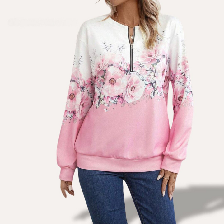 Caitlin | Chic Sweatshirt With Pink Floral Print