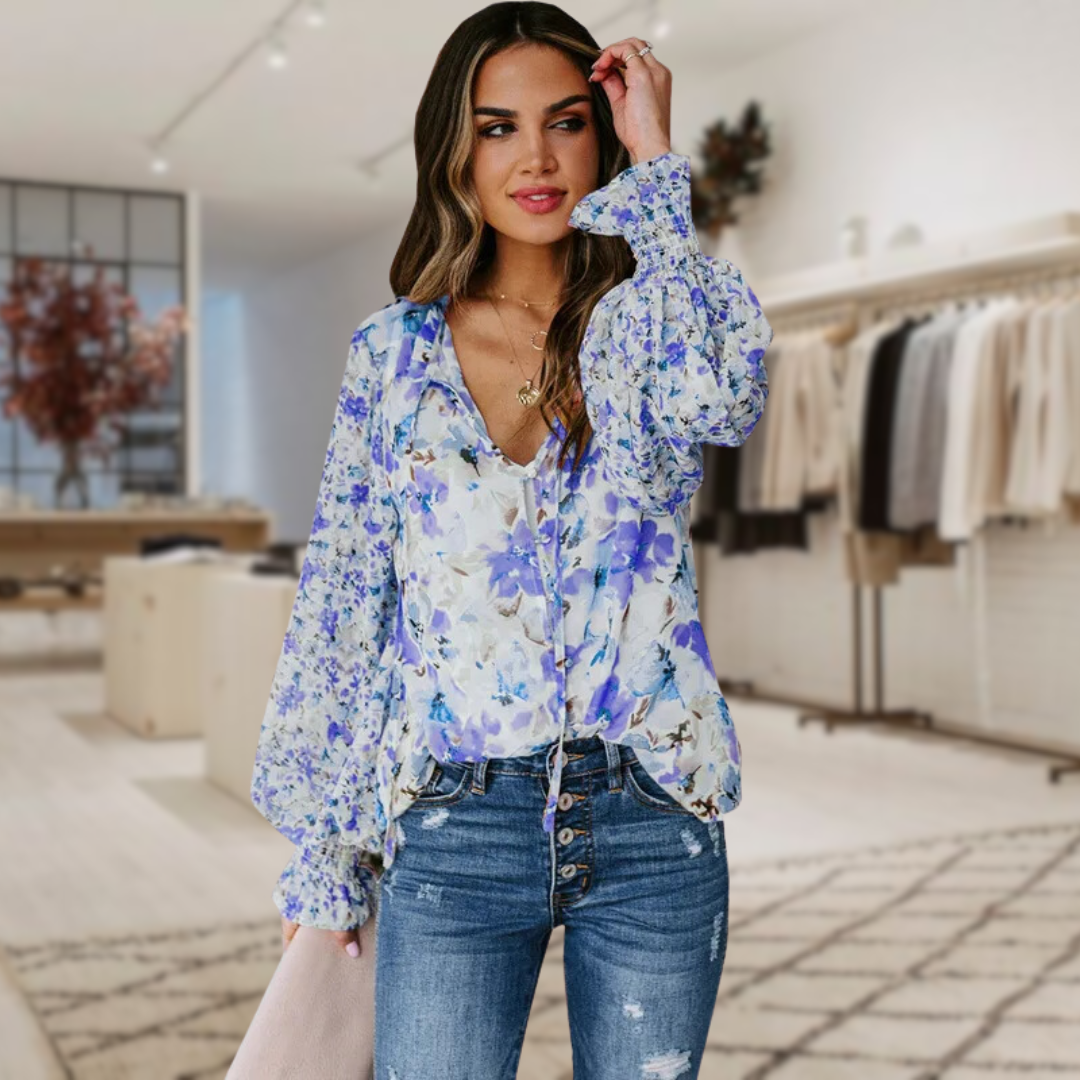 Evelina - Casual Blouse With Floral Print