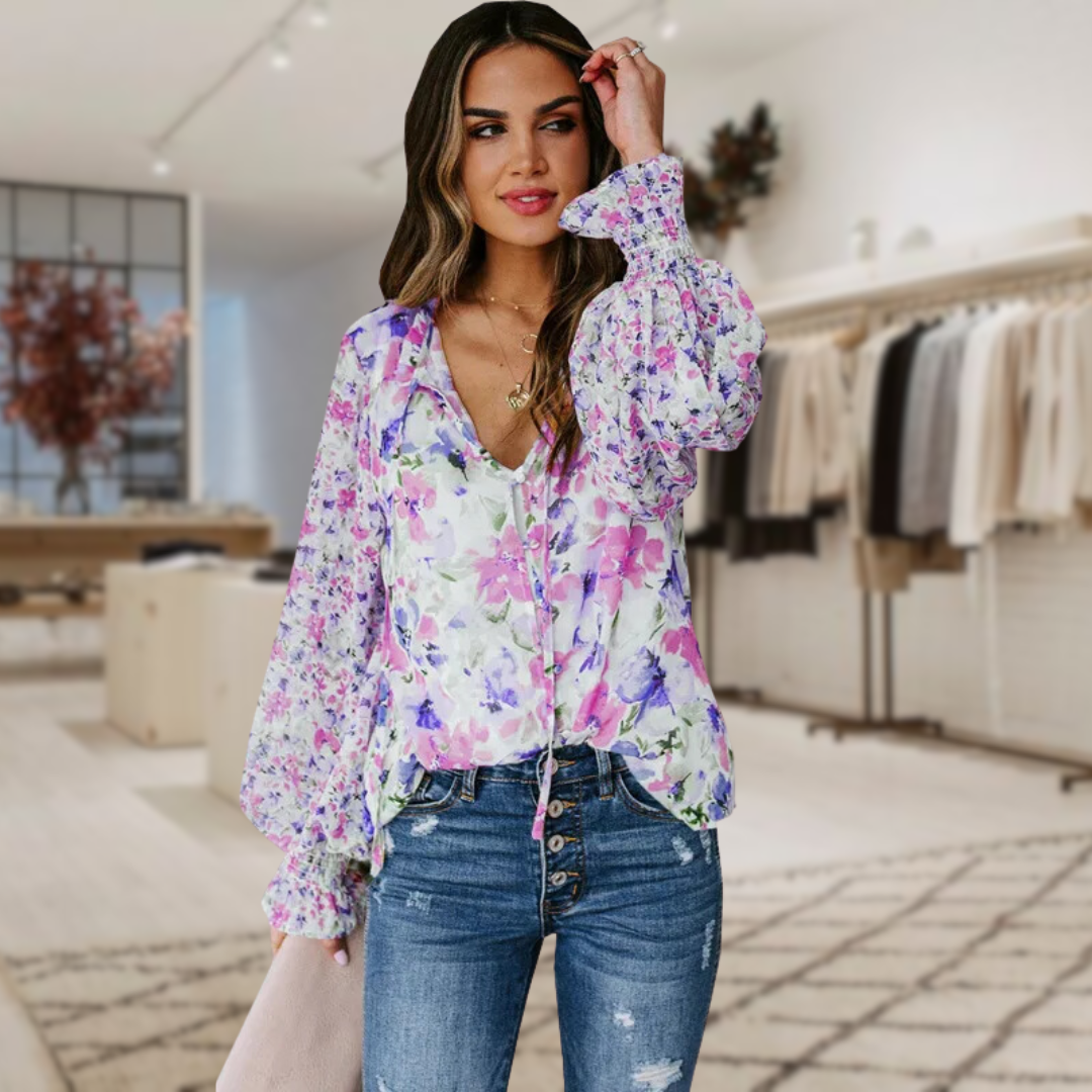 Evelina - Casual Blouse With Floral Print