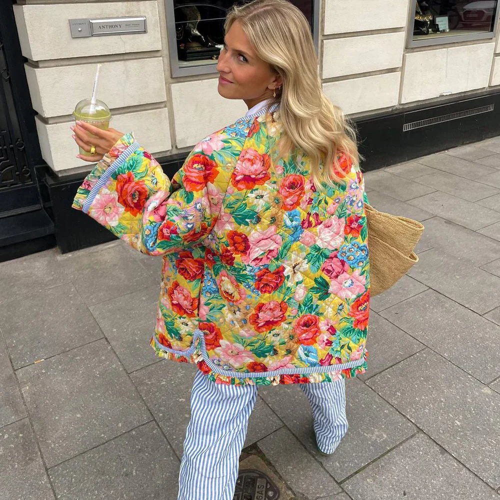 Ellie | Floral Print Quilted Cardigan