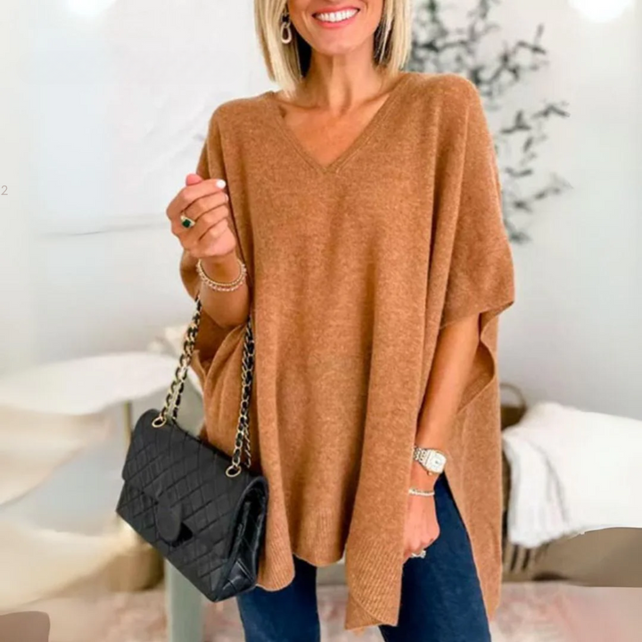 Lottie - Elegant Poncho Shirt with V-Neck