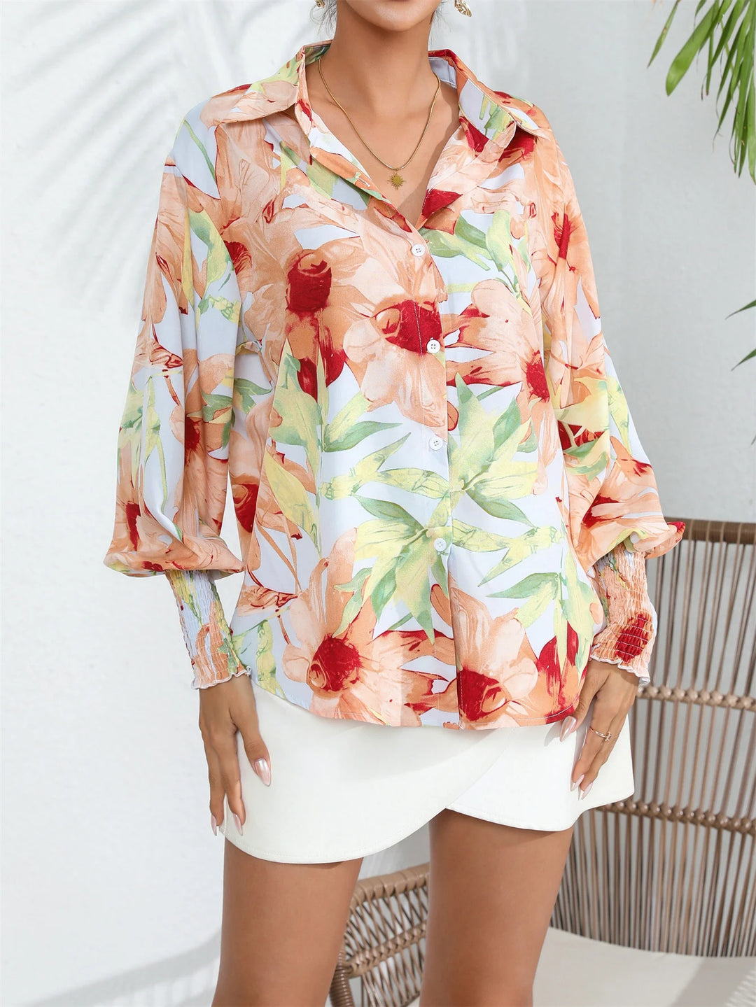 Lila - Casual Blouse With Floral Print