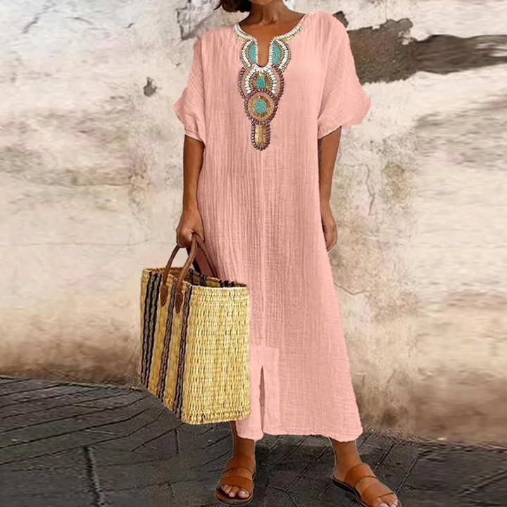 Florence - Fashionable short-sleeved maxi dress