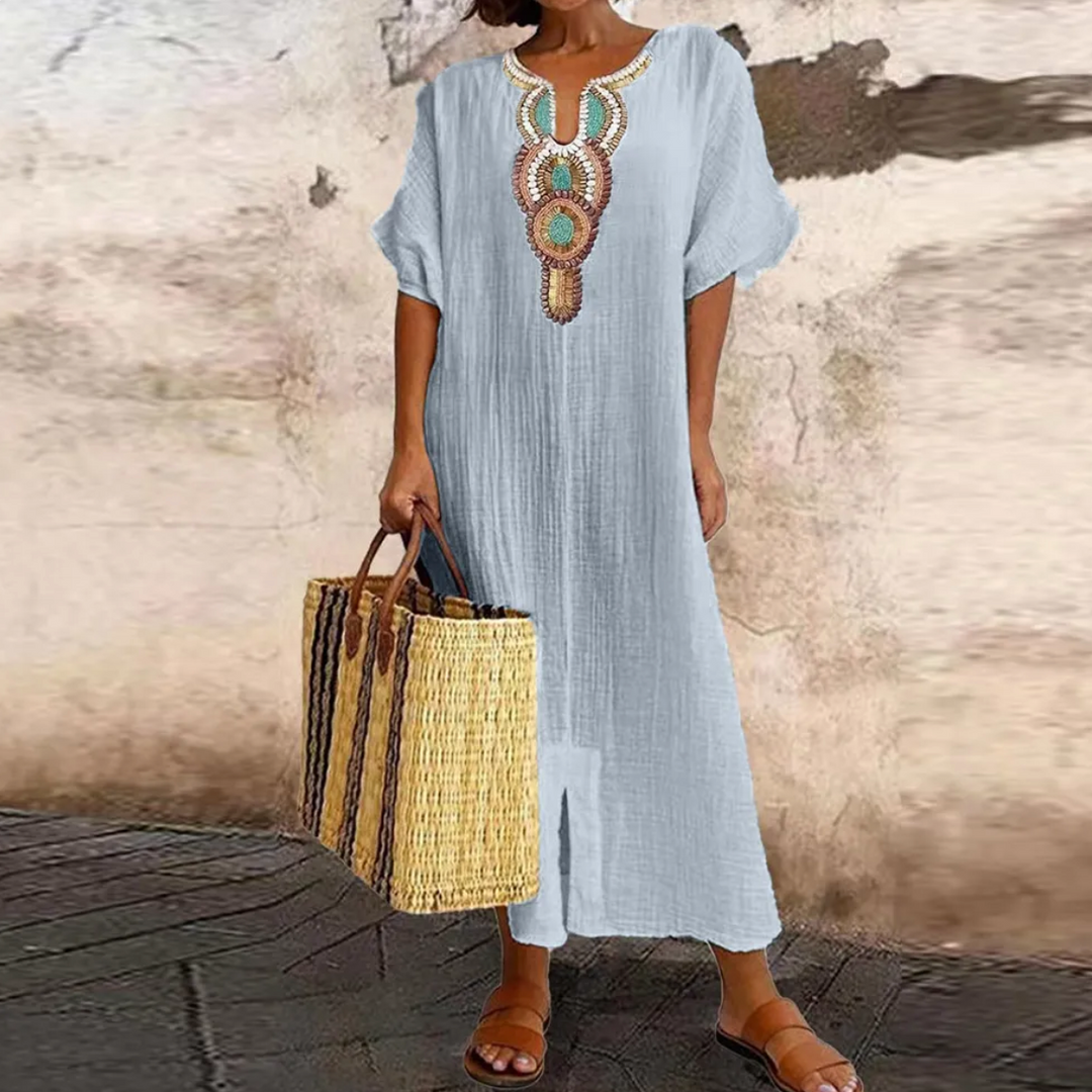 Florence - Fashionable short-sleeved maxi dress