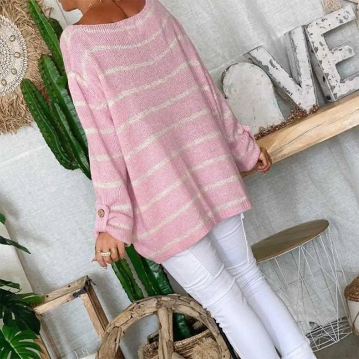 Elara | Elegant Striped Print Oversized Knitted Sweater