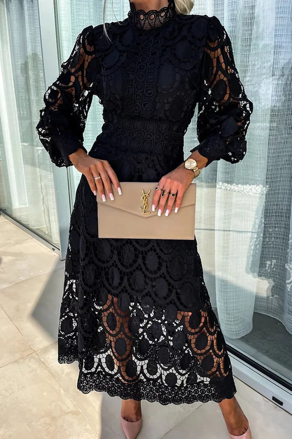 Nena - Elegant Lace Midi Dress