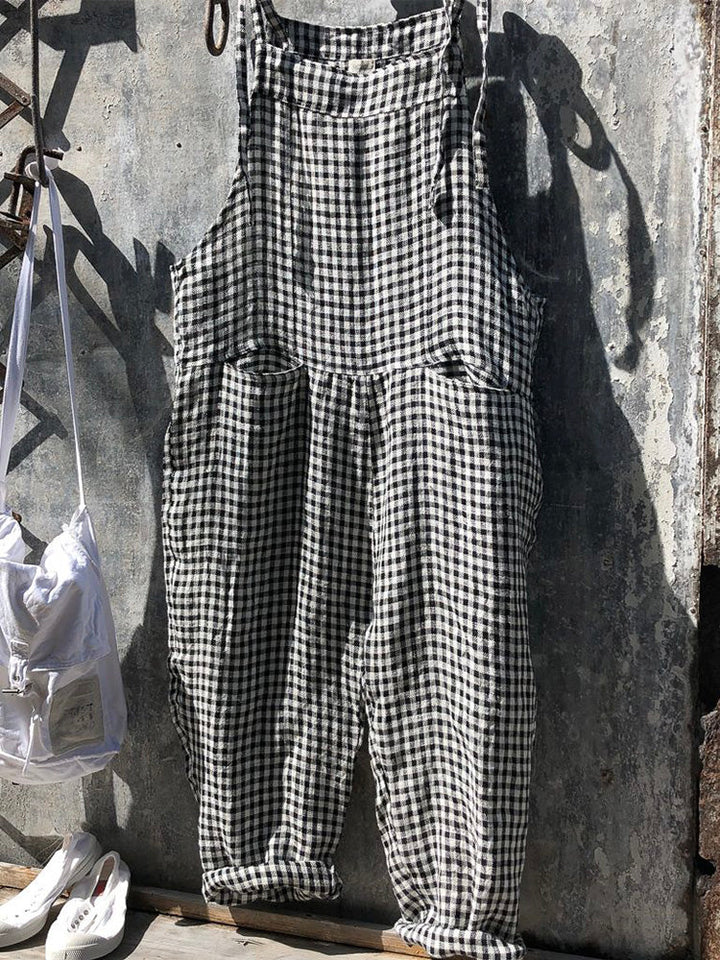 Women's Striped Wide Leg Overalls